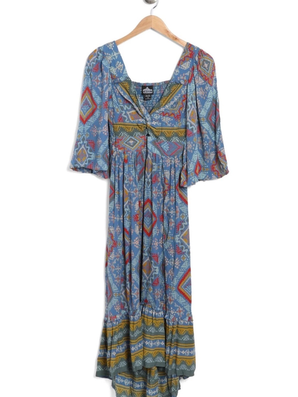 Angie Aztec Blue High-Low Maxi Dress SIZE S NWT